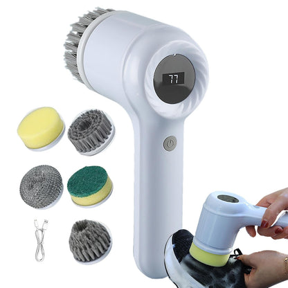 🧼 CEPILLO DE LIMPIEZA ELÉCTRICO 5 EN 1 CON PANTALLA LED