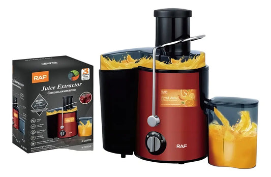 EXTRACTOR EXPRIMIDOR DE JUGO ELÉCTRICO FRUTAS  RAF (COLOR ROJO)